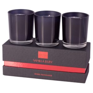 Artamis Set of 3 Candles in Black Glass Votive - Vanilla Ruby-0