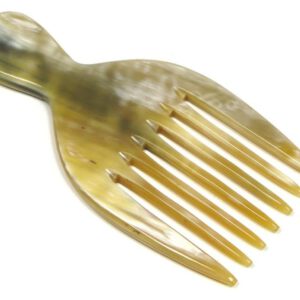 Abbeyhorn Hand Crafted Natural Cow Horn Afro Comb-0
